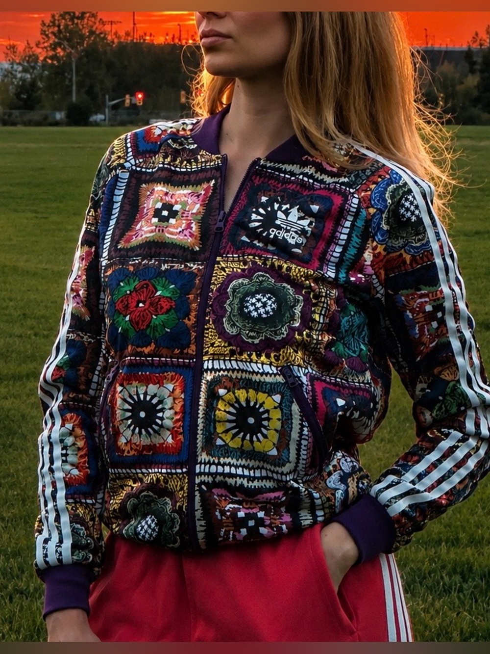 Rare Adidas Originals Crochet Pattern Track Jacket - Women’s